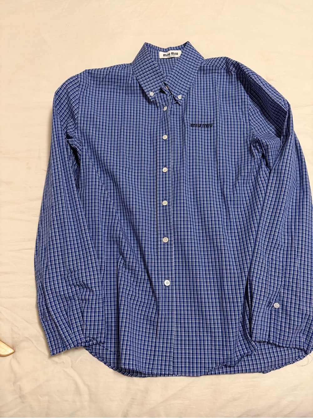 Miu Miu Blue Check Button-Down Shirt Size 40 / Medium